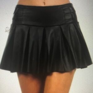Faux Leather Skater Skort Skirt
